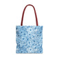 Blue Watercolor Floral Tote Bag — Reusable Flower Pattern Shopper