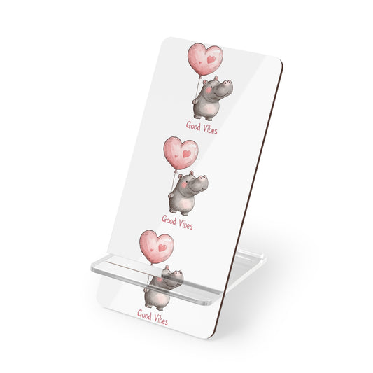 Cute Hippopotamus Mobile Display Stand, Phone Holder, Good Vibes Stand, Desk Organizer, Gift for Kids, Home Office Decor