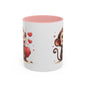Cute Monkey Love Coffee Mug, Valentine's Gift, Animal Lover's Mug, Heartfelt Coffee Cup, Fun Kitchen Decor
