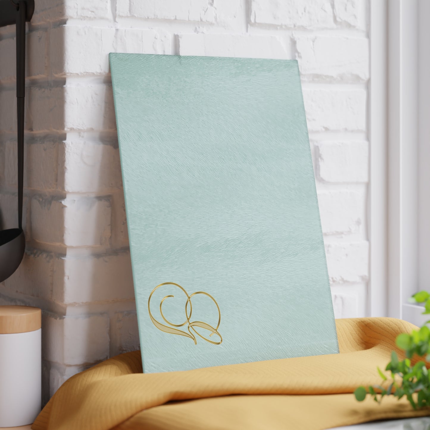 Monogram Glass Cutting Board – Elegant Mint or Clear Kitchen Chopping Board with Gold Script "G"
