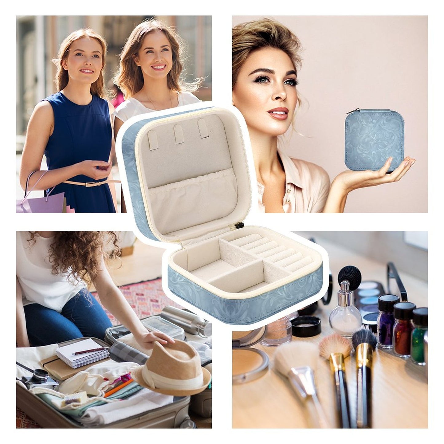 Box Organizer for Jewelry - Blue Swirls