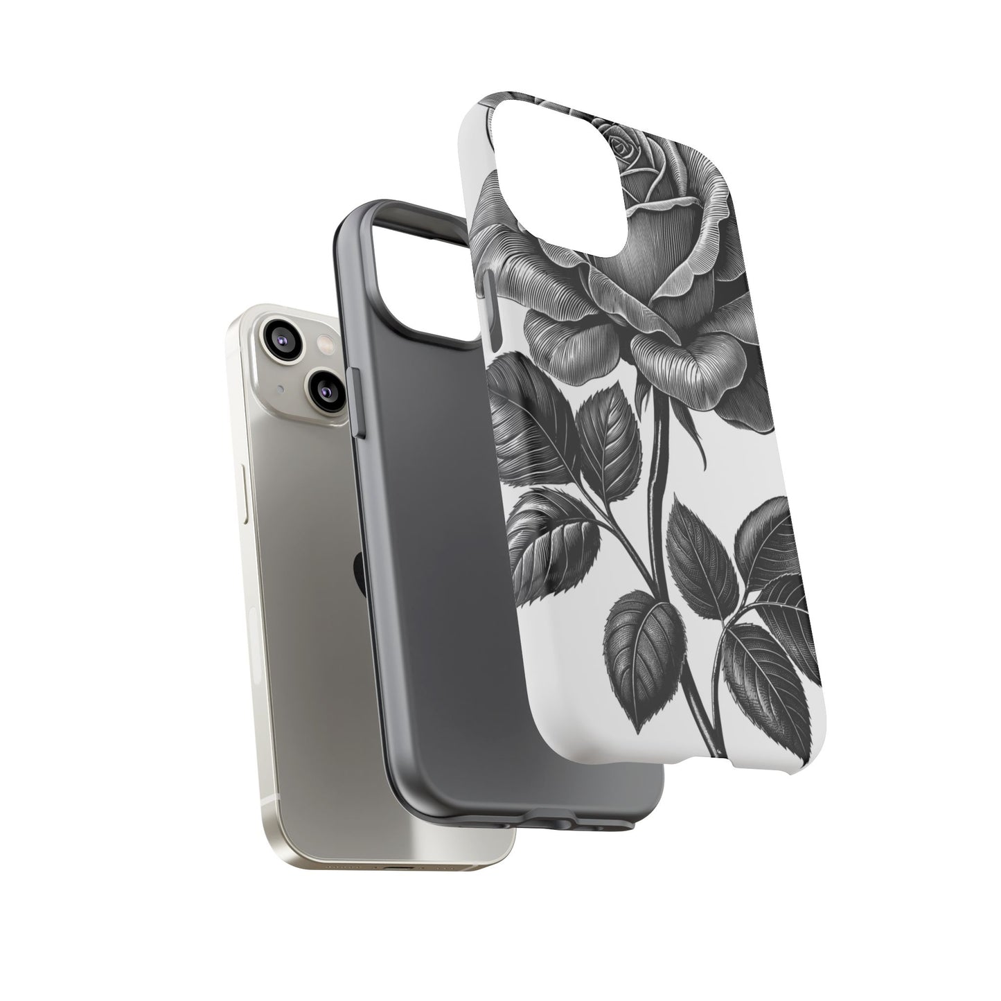 Elegant Floral Phone Case - Tough Cases, Black Rose Design, Floral Phone Cover, Stylish Phone Accessory, Gift for Her, Mother's Day