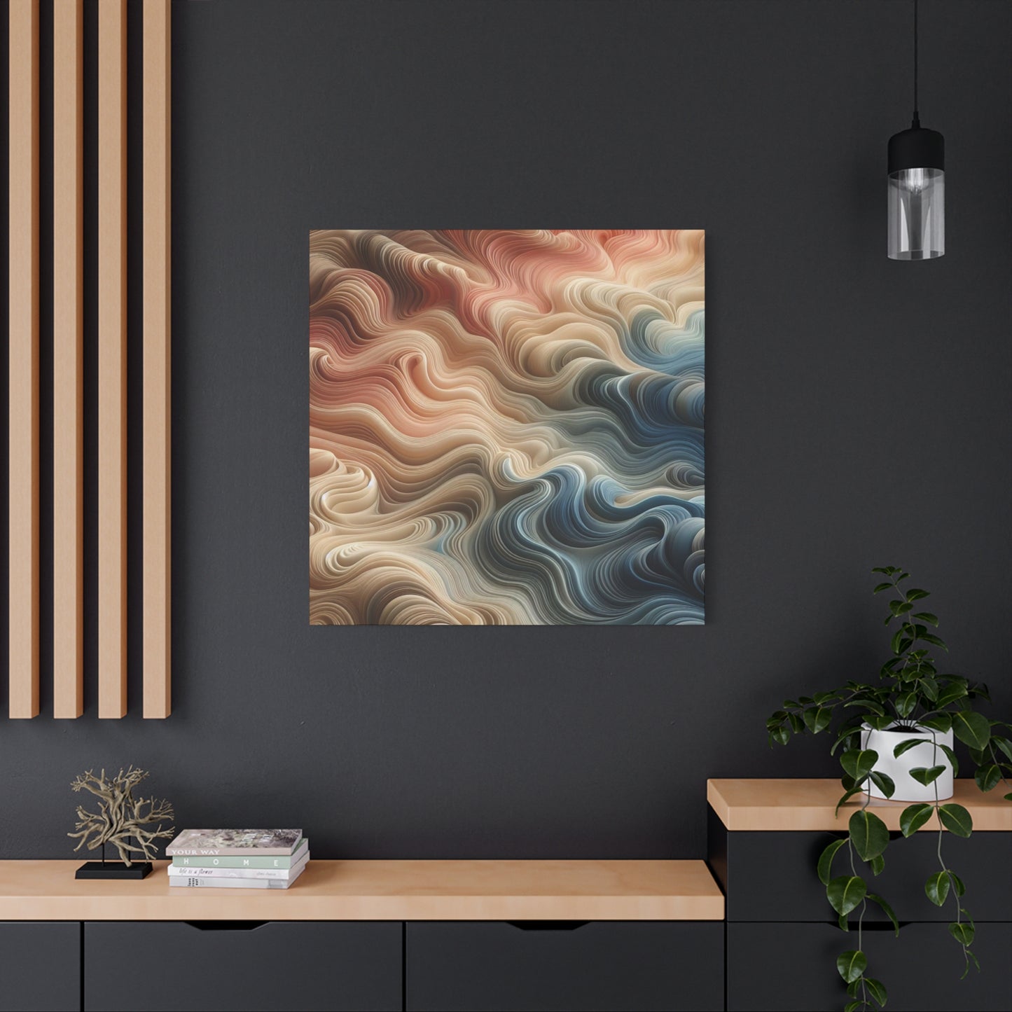 Abstract Swirl Matte Canvas Wall Art — Fluid Earth Tones, Stretched 1.25"