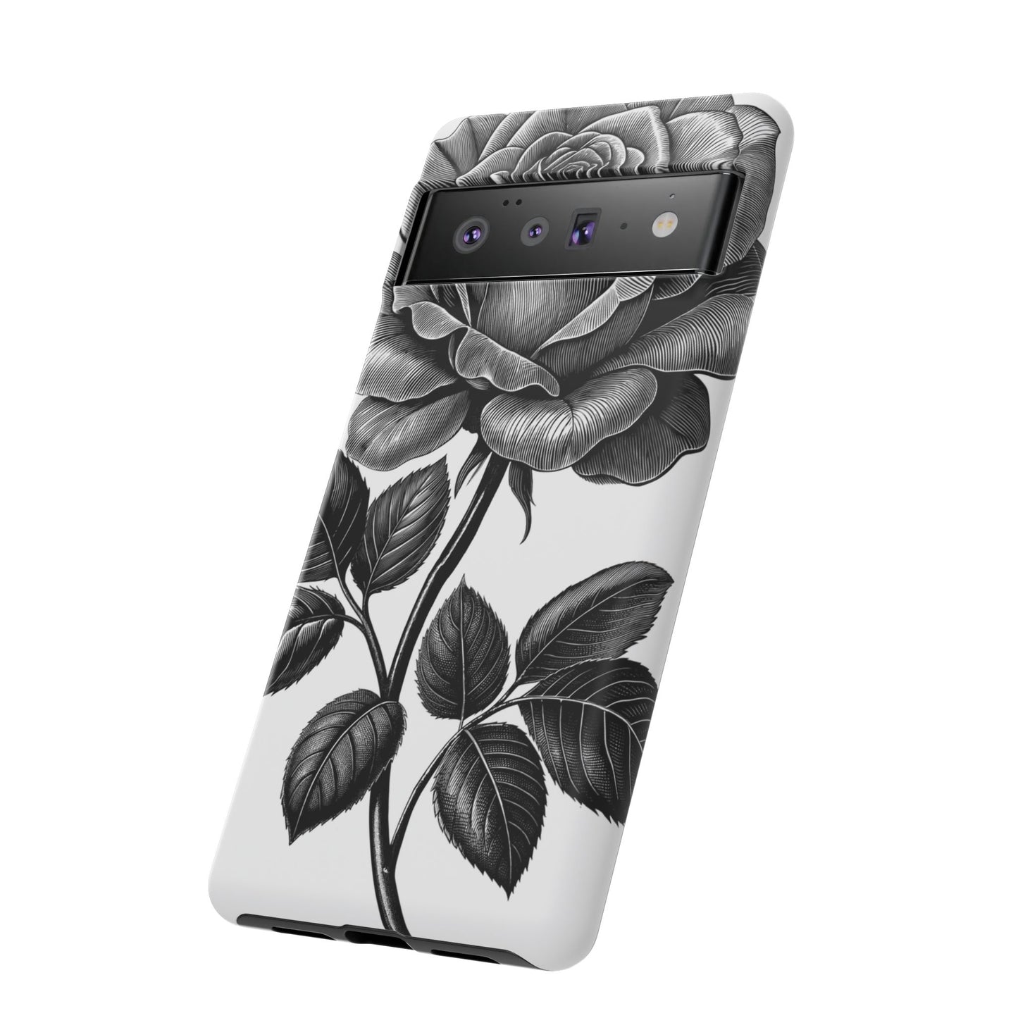 Elegant Floral Phone Case - Tough Cases, Black Rose Design, Floral Phone Cover, Stylish Phone Accessory, Gift for Her, Mother's Day