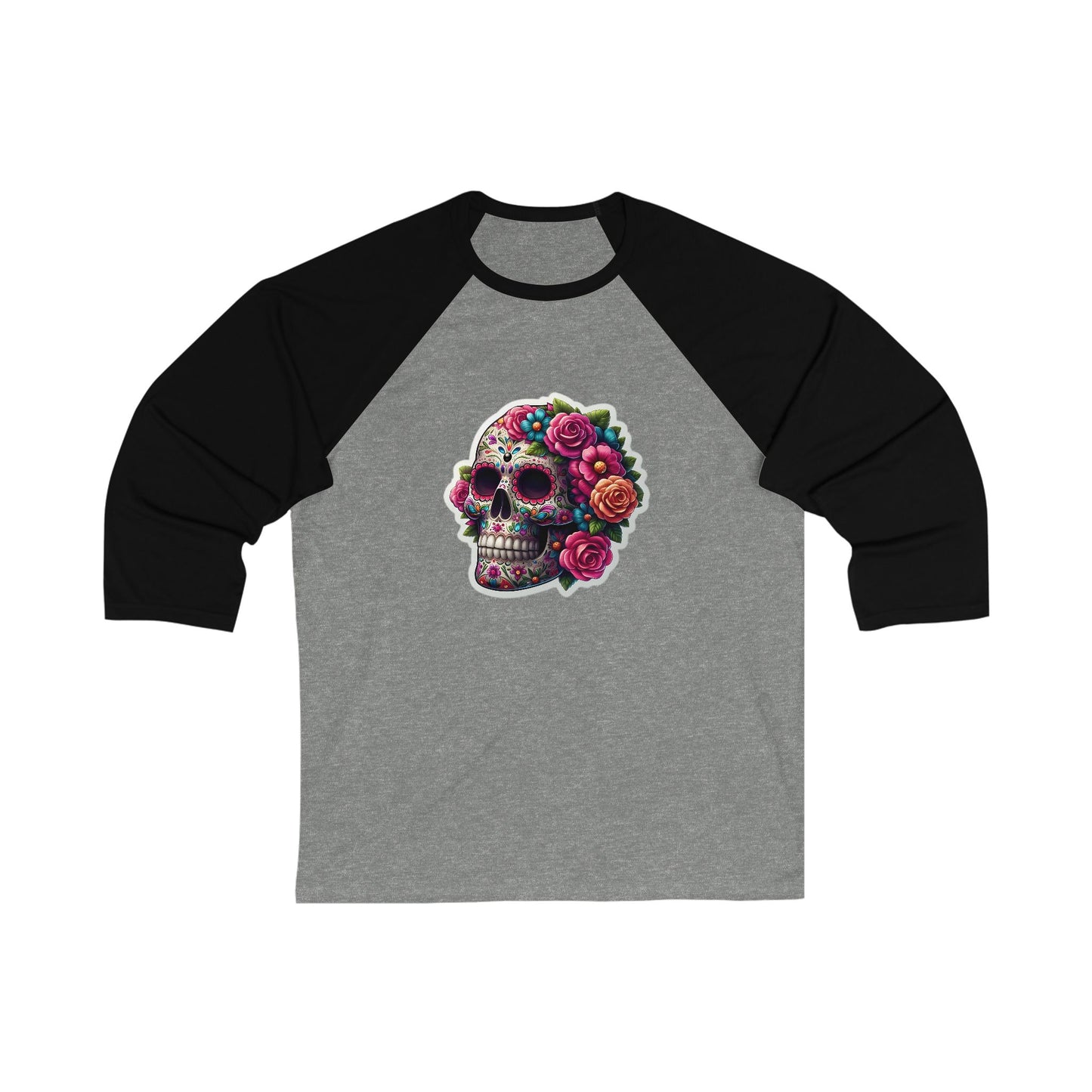 Sugar Skull Floral Baseball Tee