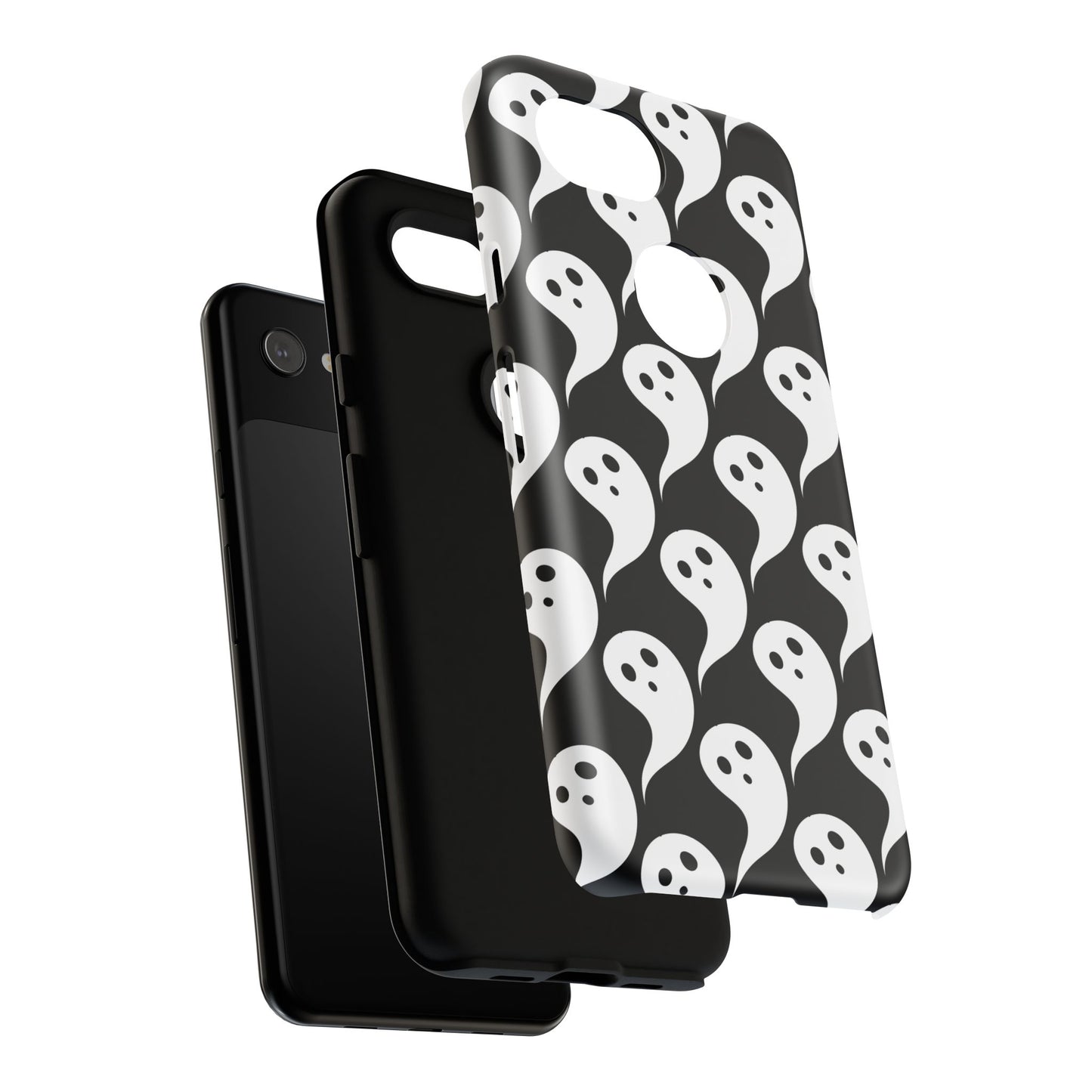Ghost Pattern Phone Case, Cute Ghost Cell Phone Cover, Halloween Accessory, Spooky Gift, Black and White Phone Case