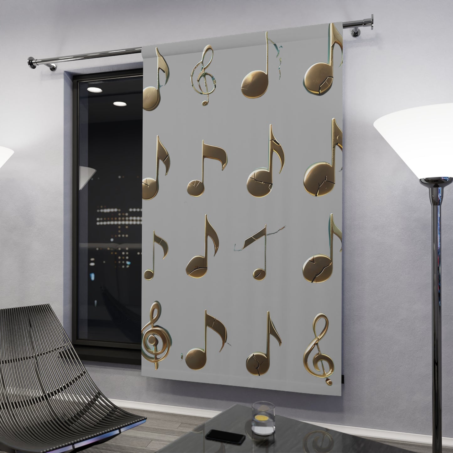Musical Note Window Curtains Elegant Home Decor, Music Lovers Gift