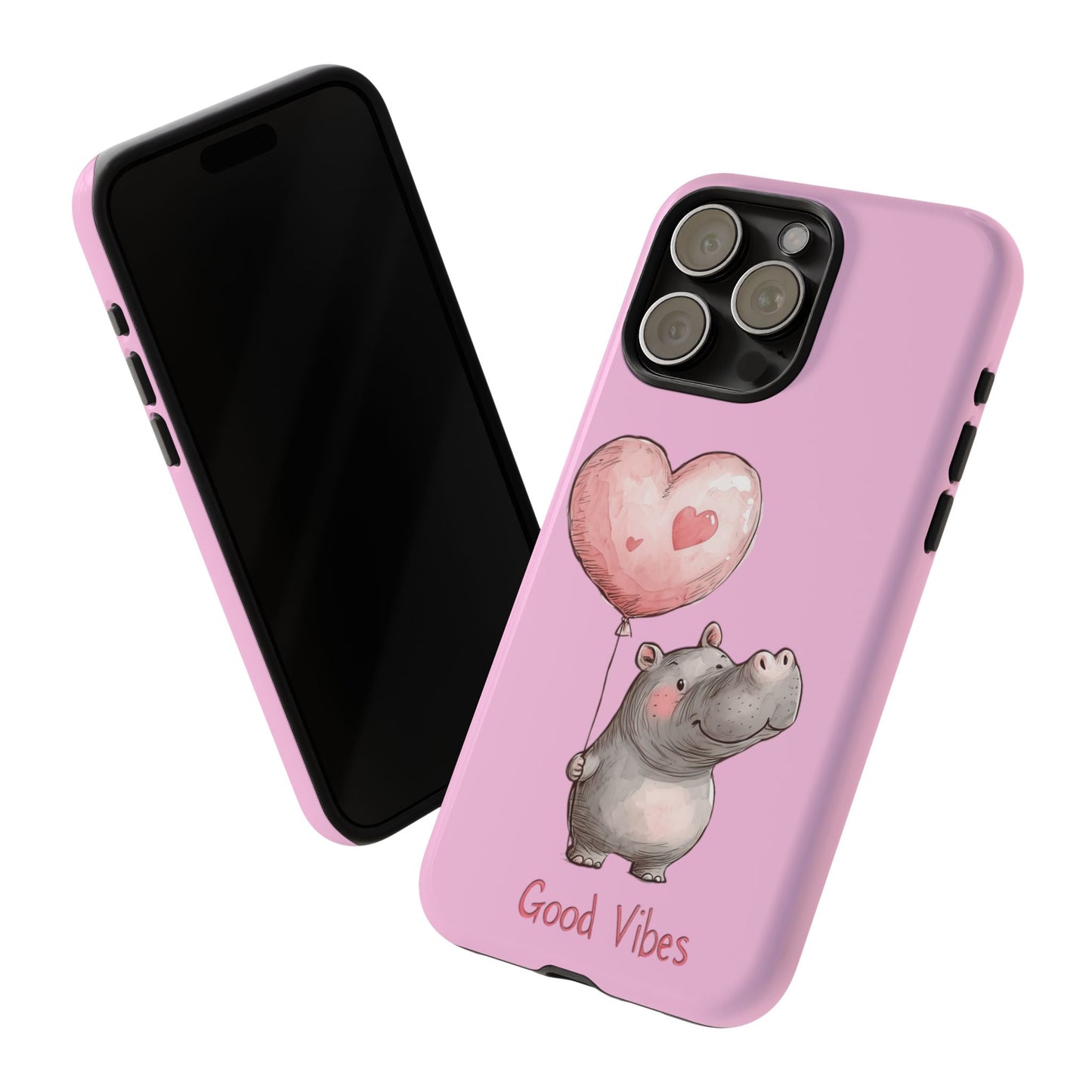 Cute Hippo Phone Case | Good Vibes, Gift for Friends, Cute Phone Accessories, Animal Lover Gift, Happy Phone Cover