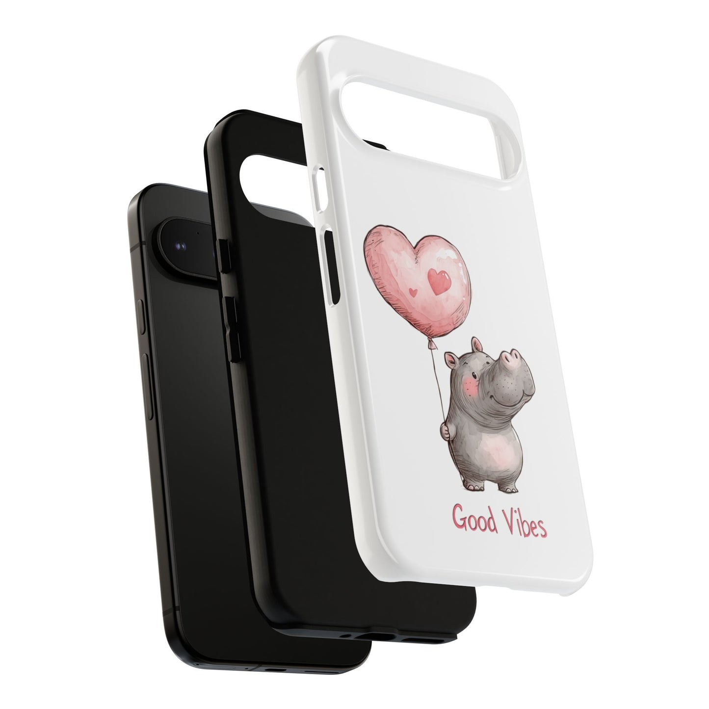 Cute Hippo Phone Case - Good Vibes Design, Animal Lover Gift, Fun Accessory, Birthday Present, Phone Accessories