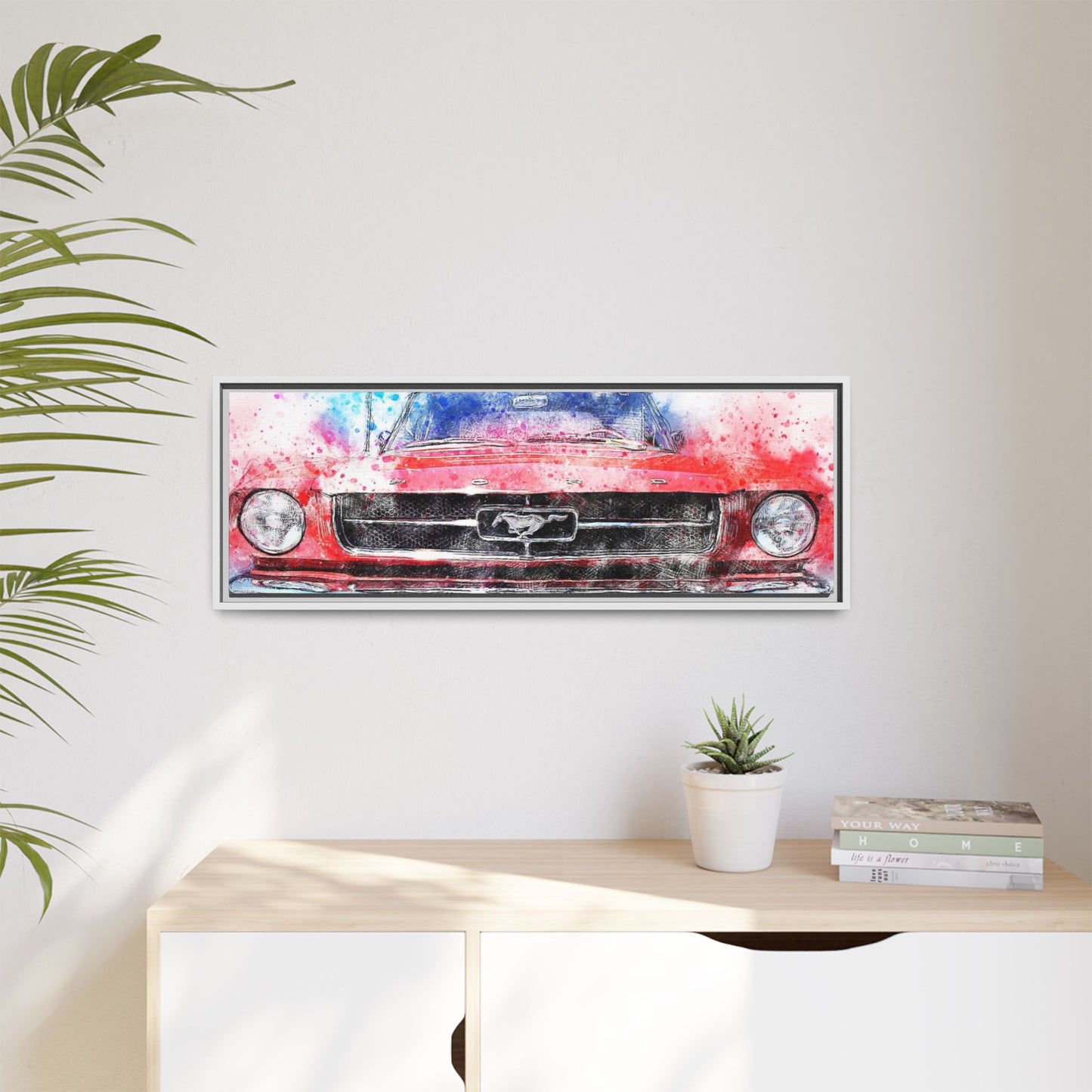 Matte Canvas, Framed Mustang Car
