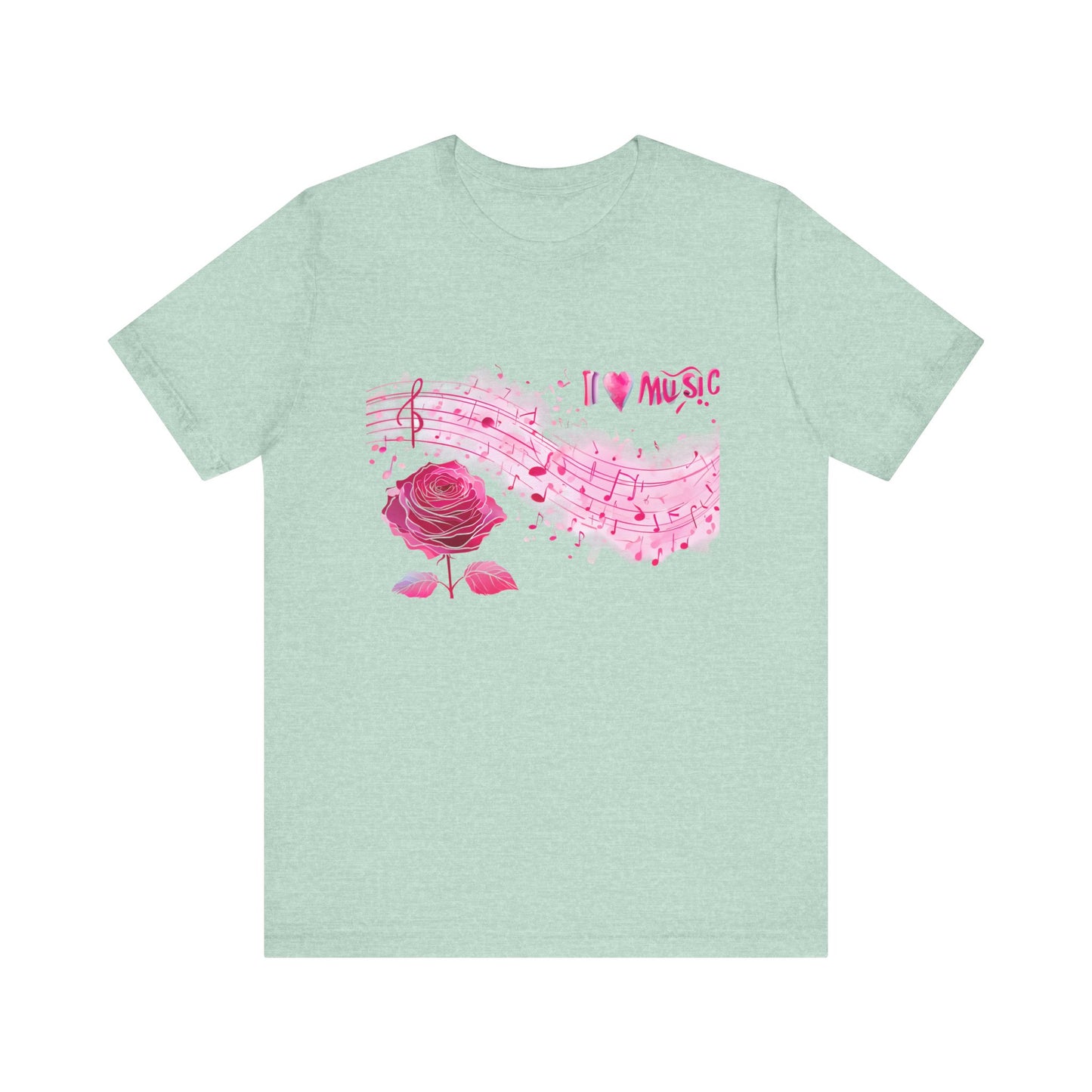 I Love Music Tee, Music Lover Shirt, Floral Music Notes Top