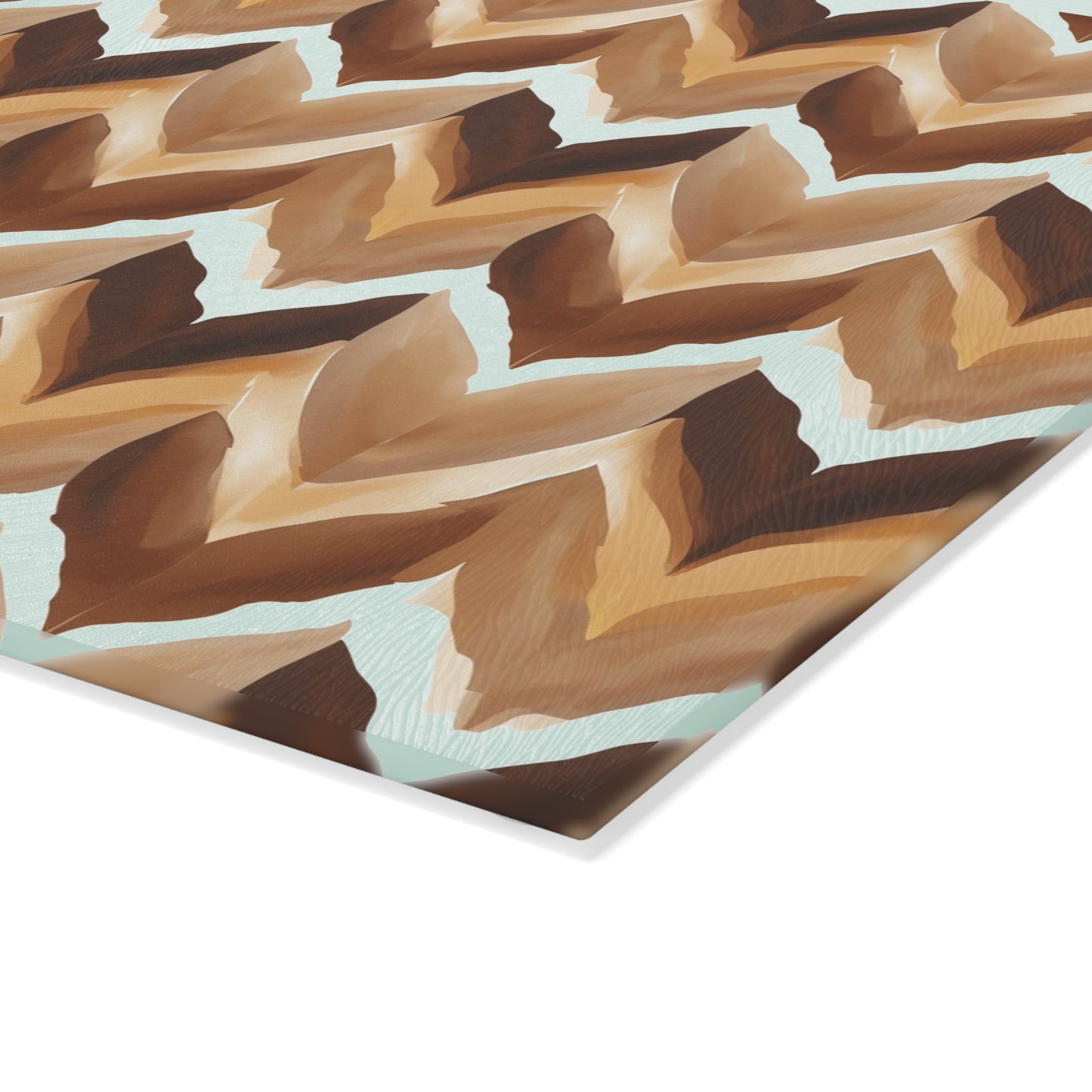 Chevron Brown Glass Cutting Board — Rustic Neutral Kitchen Prep Surface