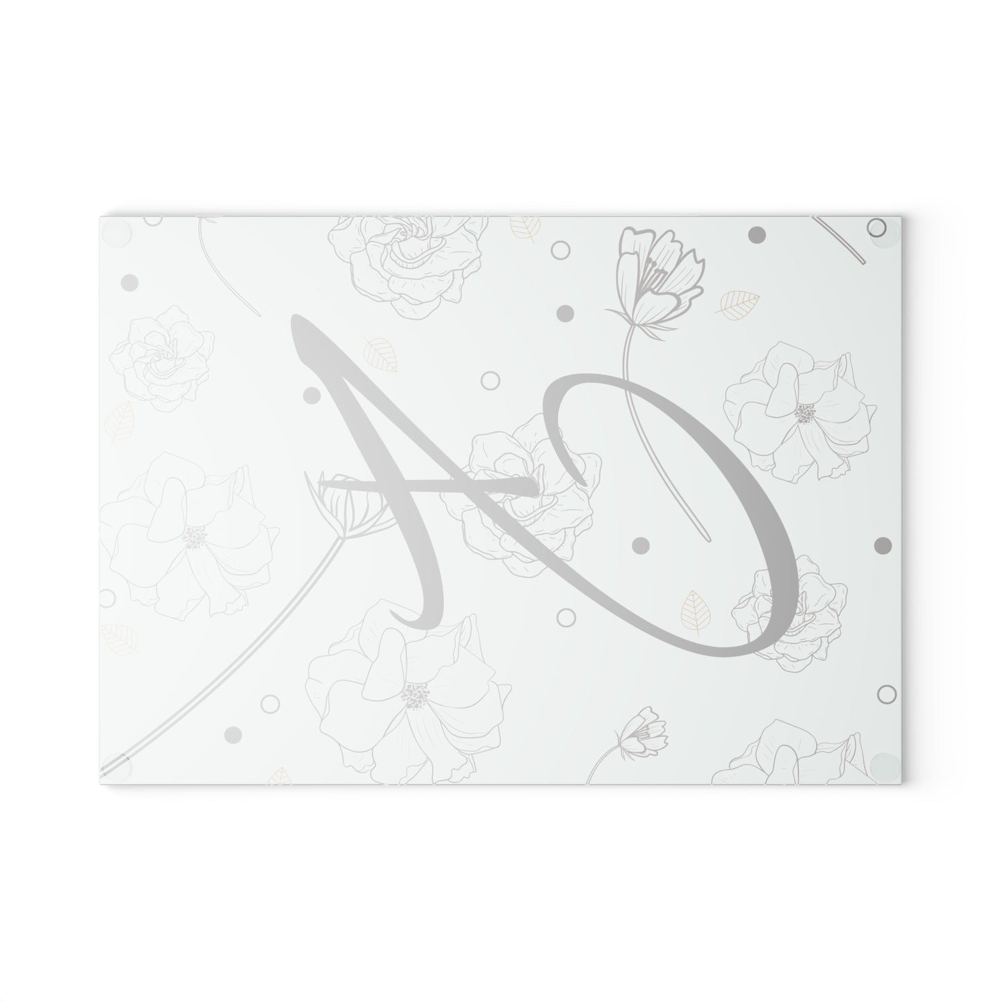 Personalized Floral Glass Cutting Board, Elegant Kitchen Decor, Home Gift, Wedding, Housewarming, Floral Art, Custom Name