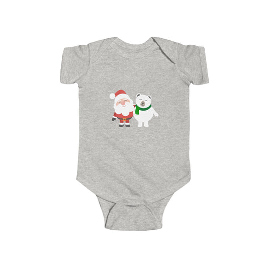 Christmas Santa & Polar Bear Infant Bodysuit — Cute Holiday Baby One-Piece