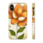 Floral Phone Case with Orange Flower Design, Tough Phone Cover, Floral Gift, Stylish Tech Accessory, Nature Lovers, Spring Vibes