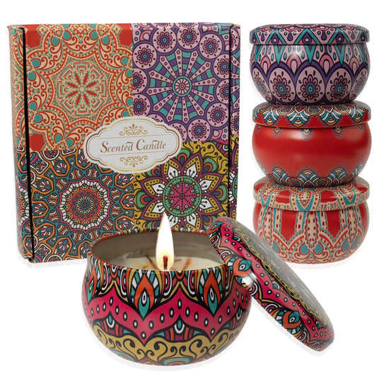 Scented Candles Gift Set,4 Pack Candles for Home Scented, 120 Hour Long Lasting Soy Wax Aromatherapy Candle Set, Birthday Gifts for Women with Gift Box
