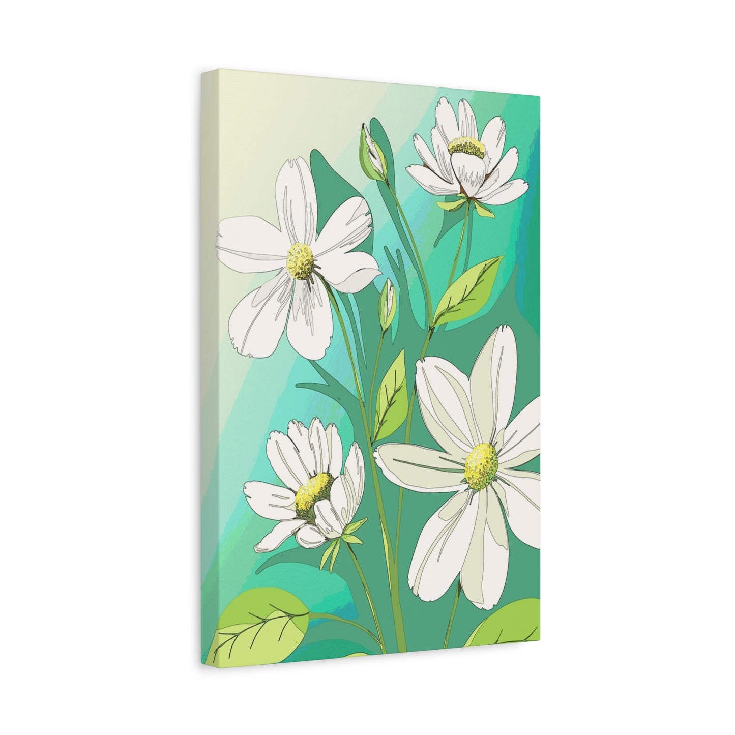 Matte Canvas, Stretched, 1.25" White Flowers