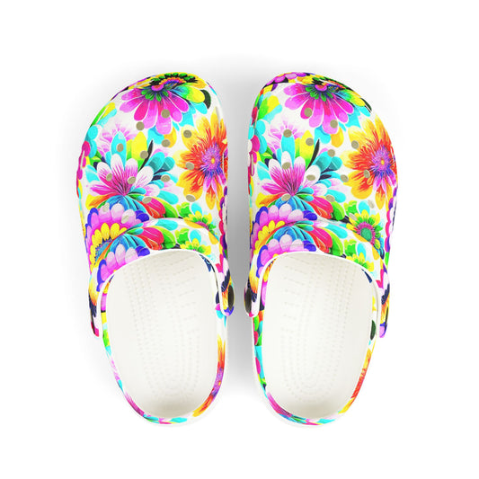 Vibrant Kid's EVA Foam Clogs - Colorful Floral Design, Perfect for Spring, Everyday Wear, Playdates, Summer Fun, Outdoor Adventures