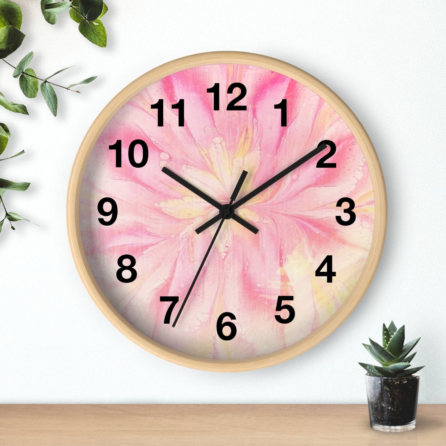 Floral Design Wall Clock - Pink Flower Home Decor, Elegant Timepiece, Gift for Her, Mother's Day, Relaxation Space, Unique Wall Art