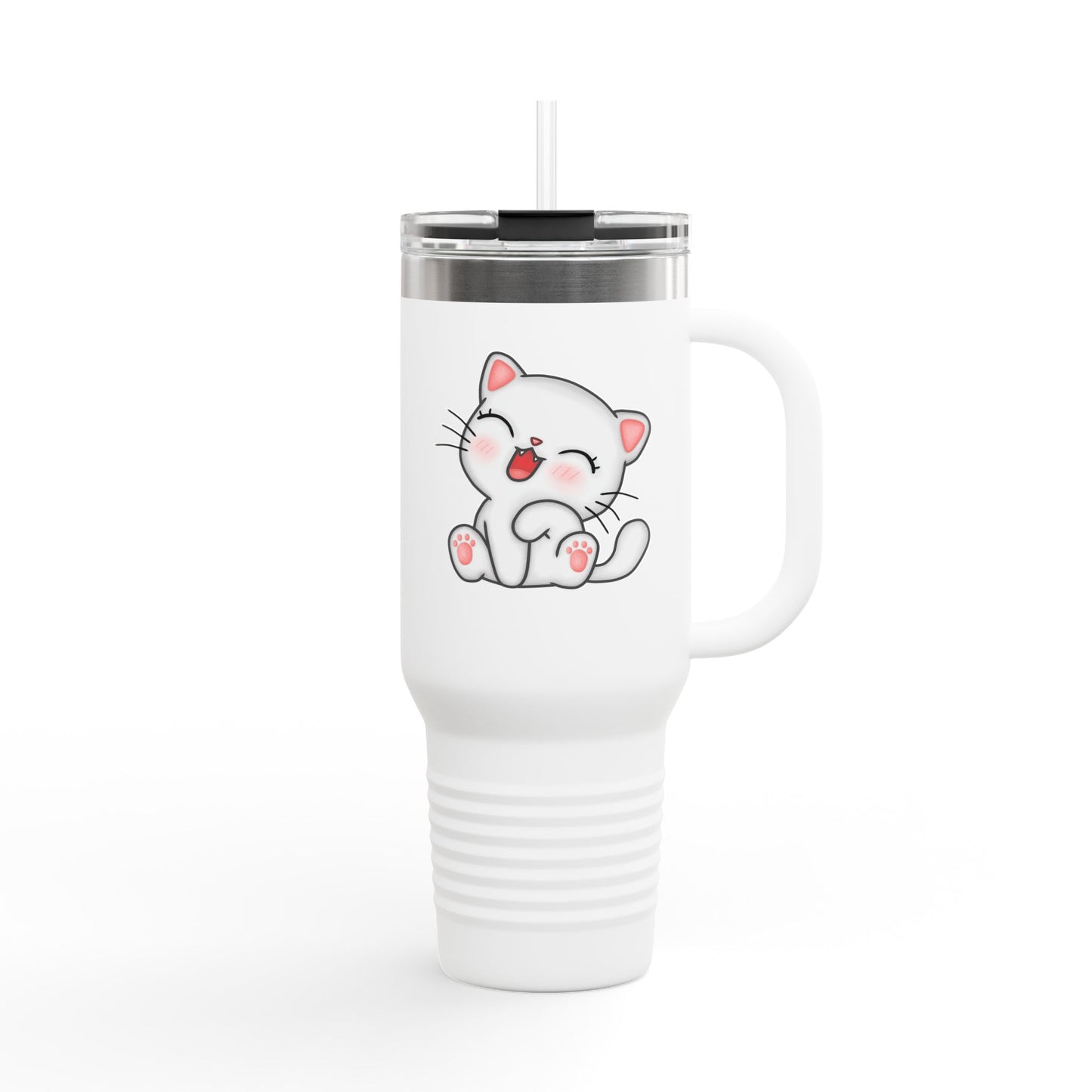 Cute Cat Insulated Travel Mug, 40oz | Funny Coffee Mug for Cat Lovers, Animal Lover Gift, Travel Tumbler, Pet Themed Drinkware