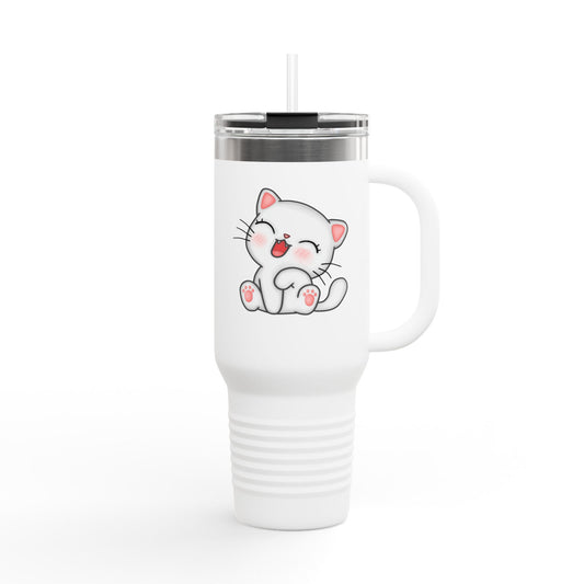 Cute Cat Insulated Travel Mug, 40oz | Funny Coffee Mug for Cat Lovers, Animal Lover Gift, Travel Tumbler, Pet Themed Drinkware