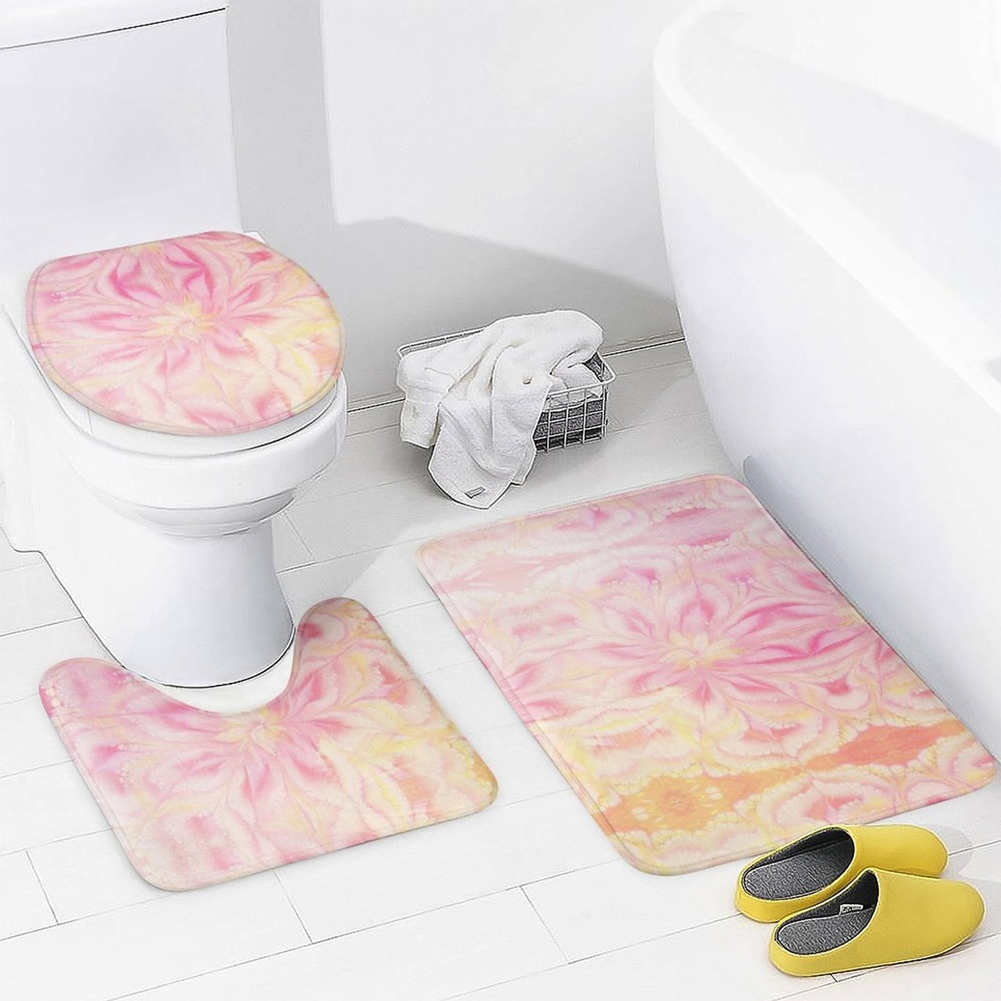 Shower Curtain Set with 3 Rugs