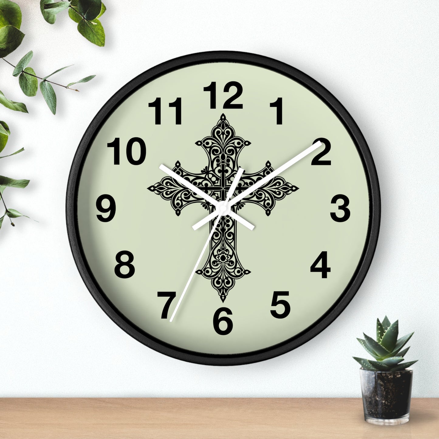 Elegant Cross Wall Clock | Faith-Inspired Home Decor, Unique Gift for Christians, Living Room Accent, Religious Wall Art