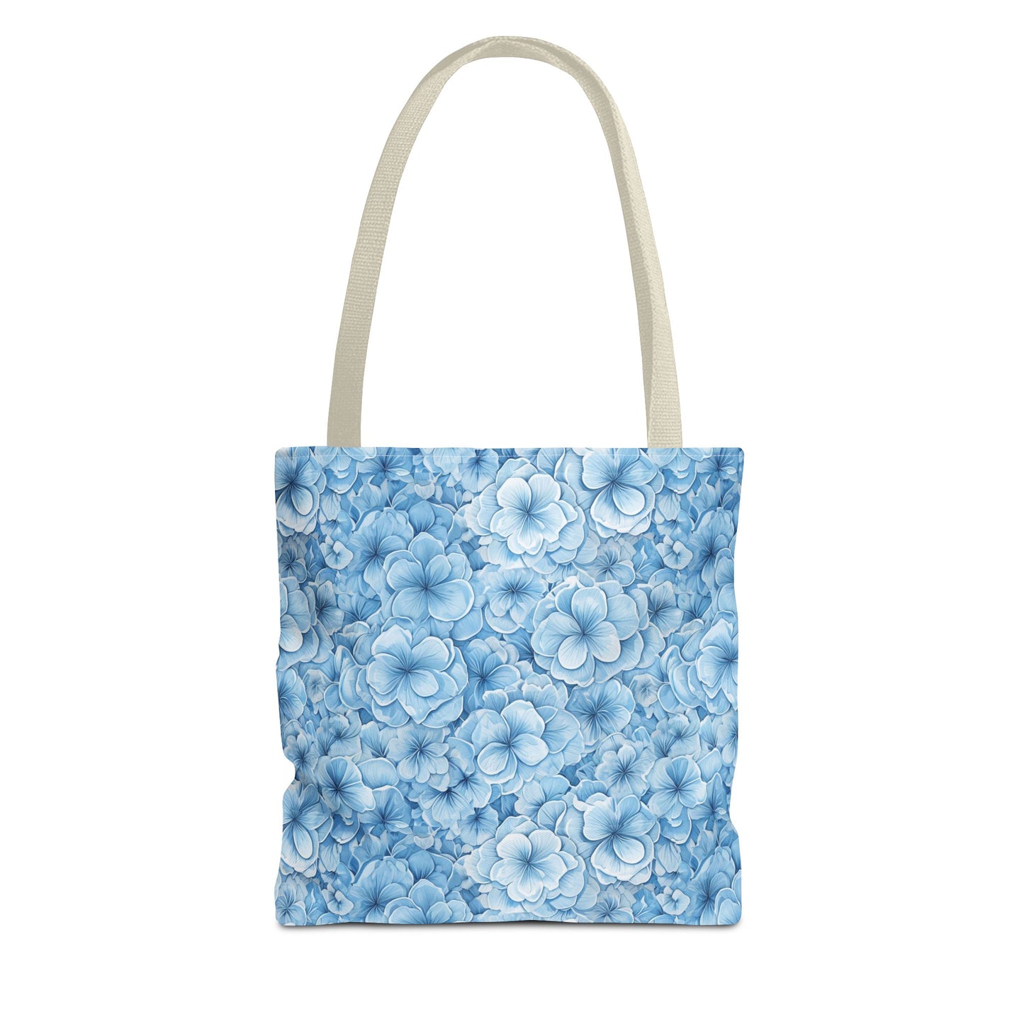 Blue Watercolor Floral Tote Bag — Reusable Flower Pattern Shopper