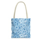 Blue Watercolor Floral Tote Bag — Reusable Flower Pattern Shopper