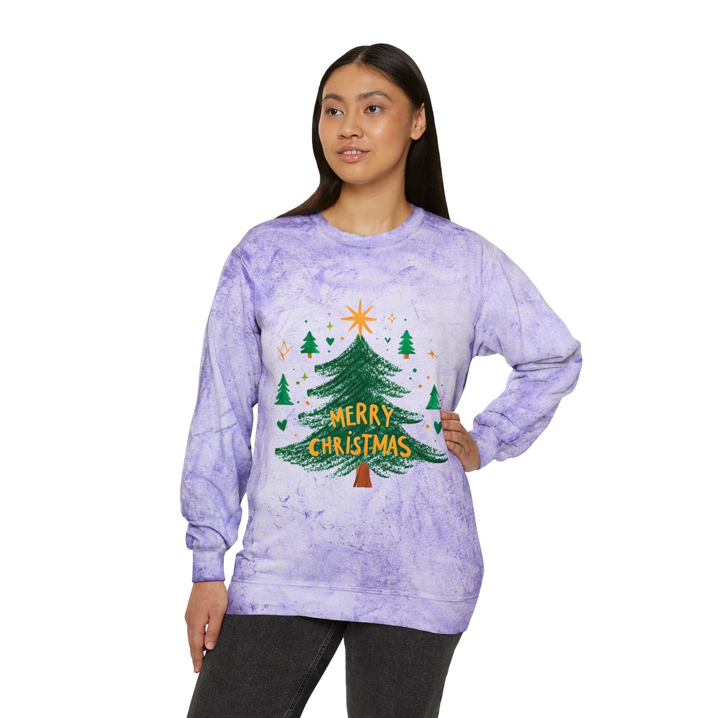Merry Christmas Color Blast Crewneck Sweatshirt, Unisex Holiday Sweatshirt, Cozy Sweatshirt Gift, Festive Apparel, Christmas Sweater