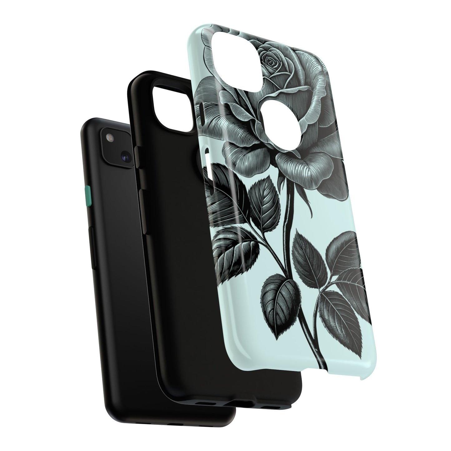 Elegant Floral Phone Case, Tough Cases for iPhones, Black Rose Design, Gift for Her, Stylish Phone Cover, Birthday Gifts