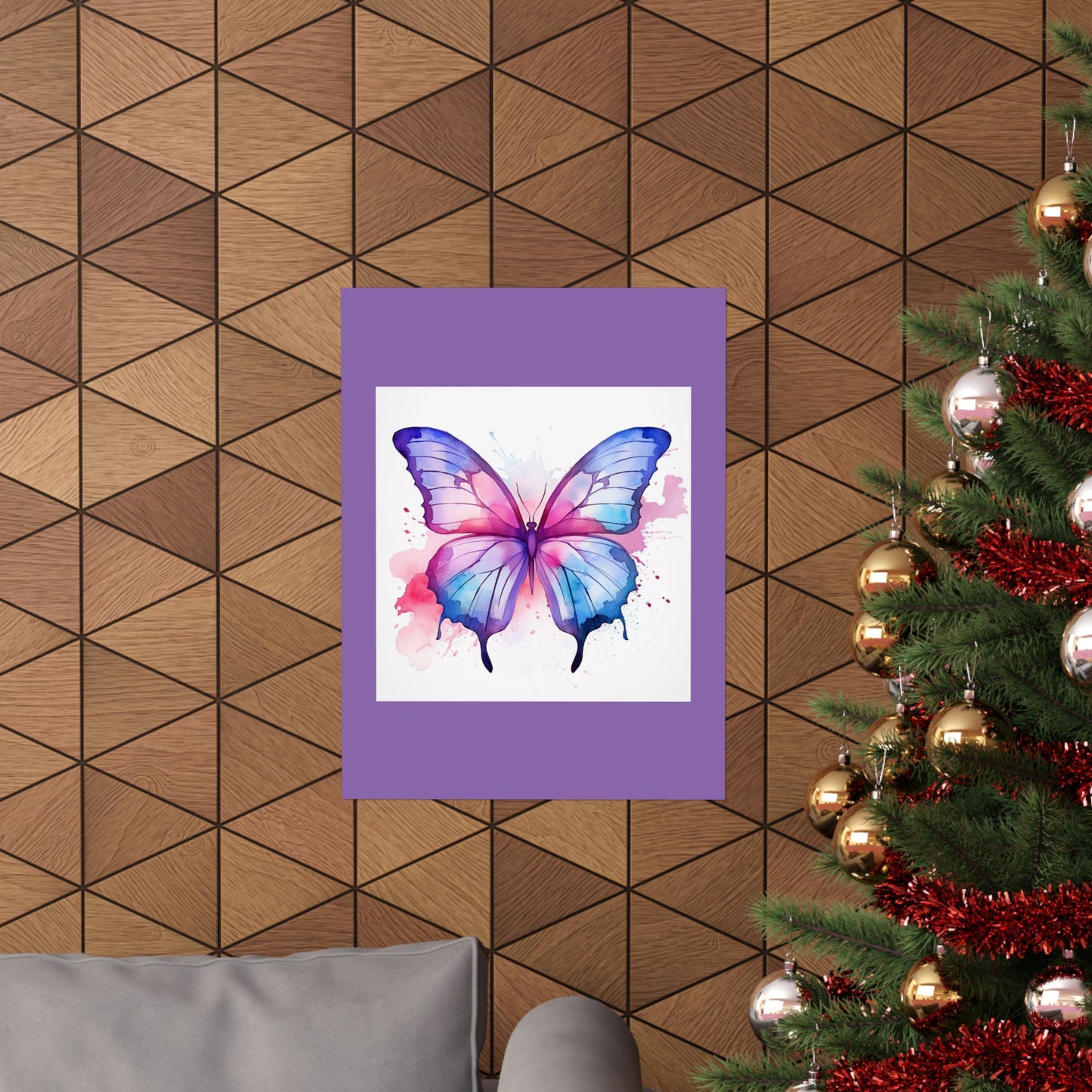 Butterfly Watercolor Matte Poster — Purple Vertical Art Print