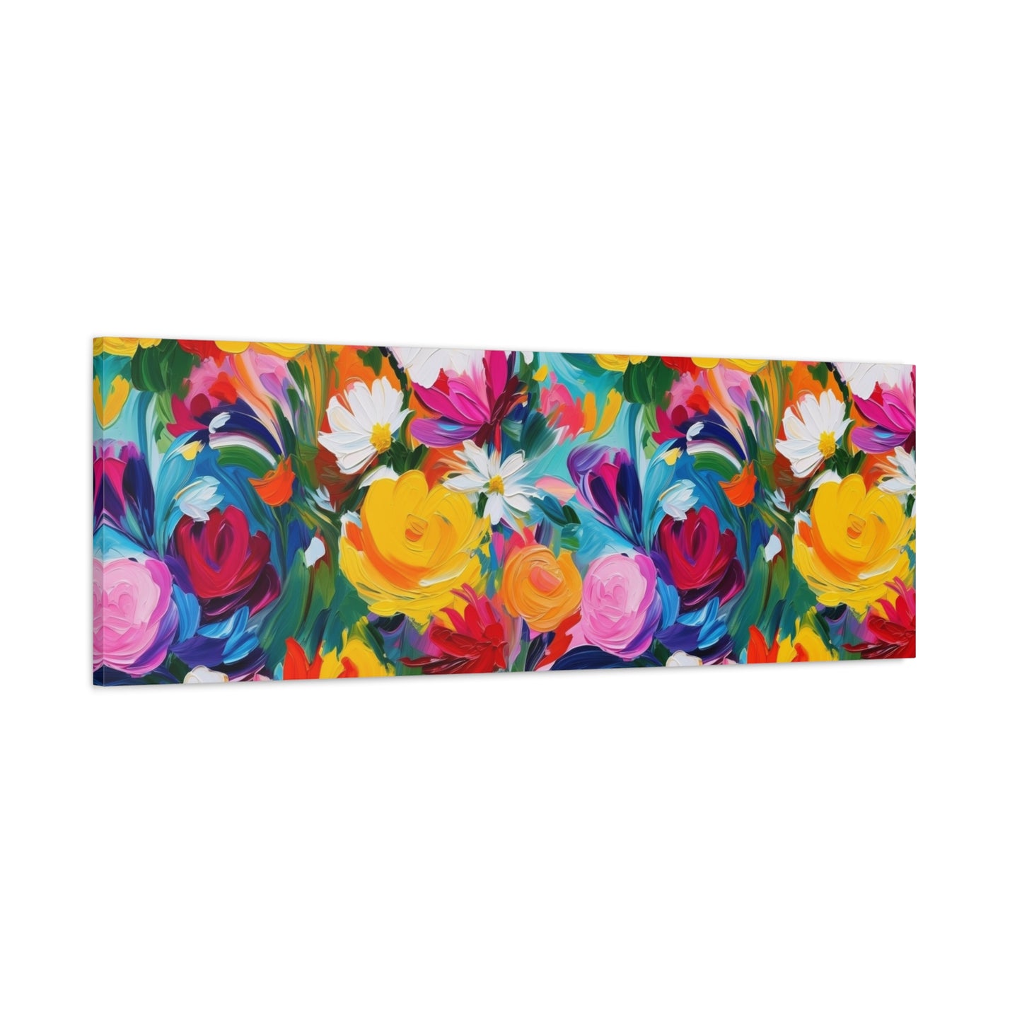 Vibrant Floral Matte Canvas Wall Art — Colorful Garden Print, Stretched 1.25"