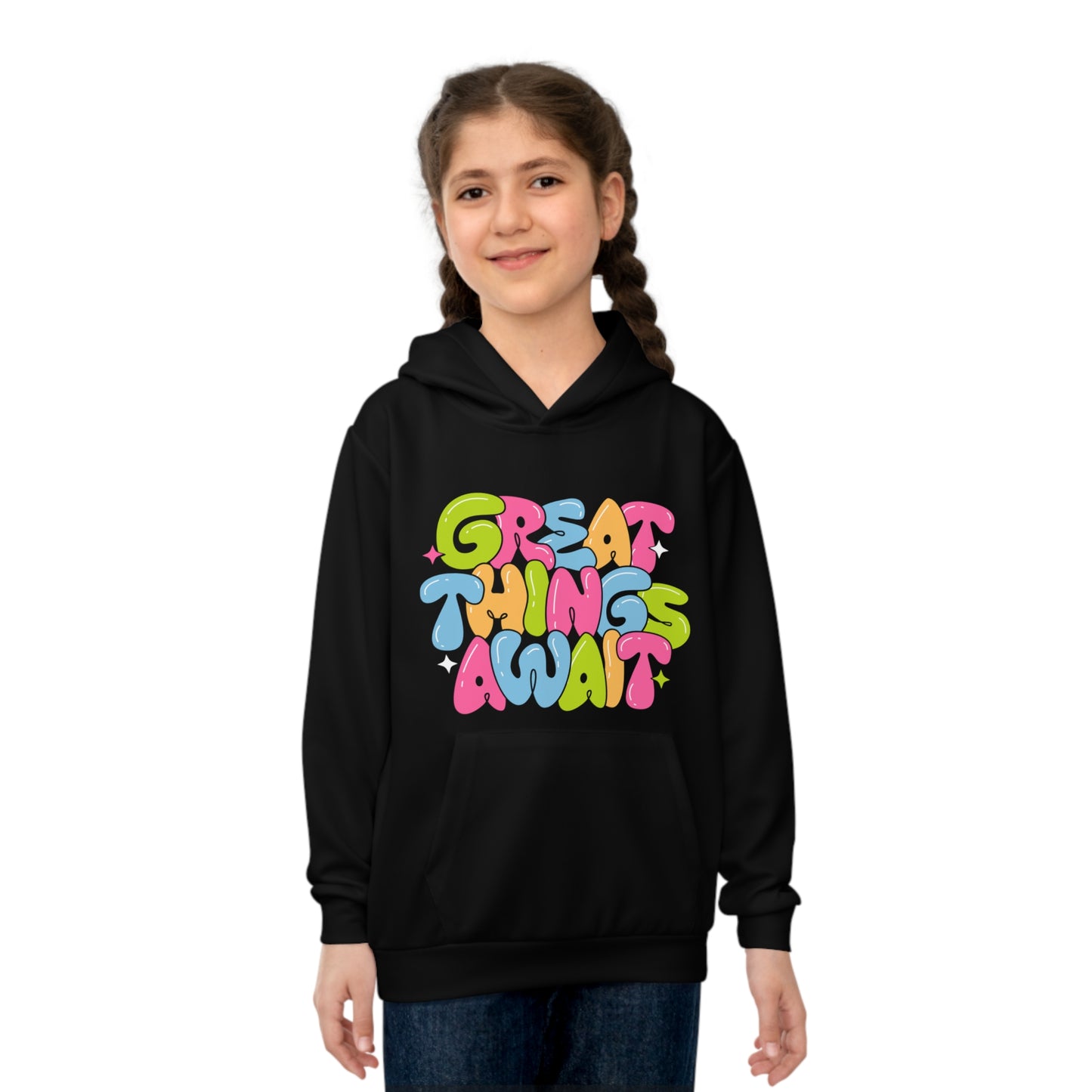 Kids' Hoodie with 'Great Things Await' Design Sweatshirt