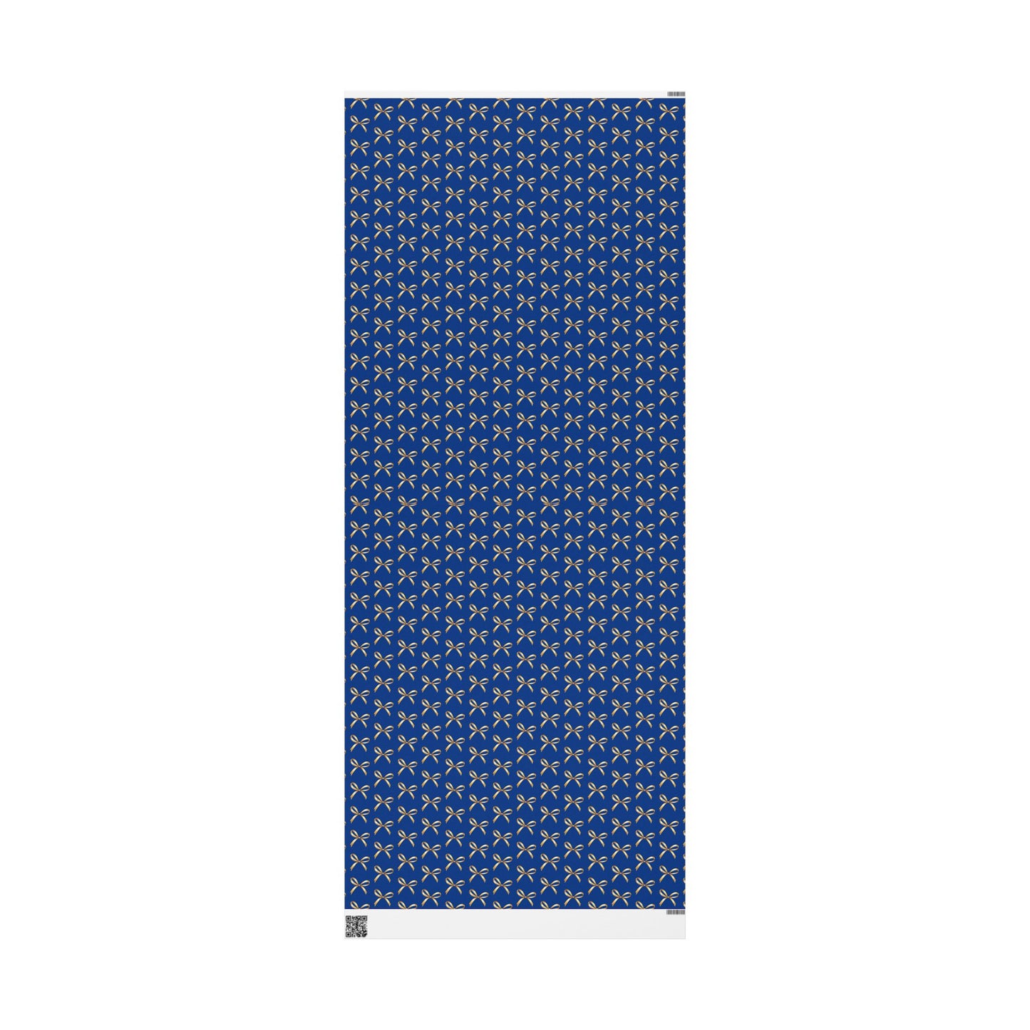 Wrapping Paper — Blue Gift Wrap with Gold Ribbon Pattern