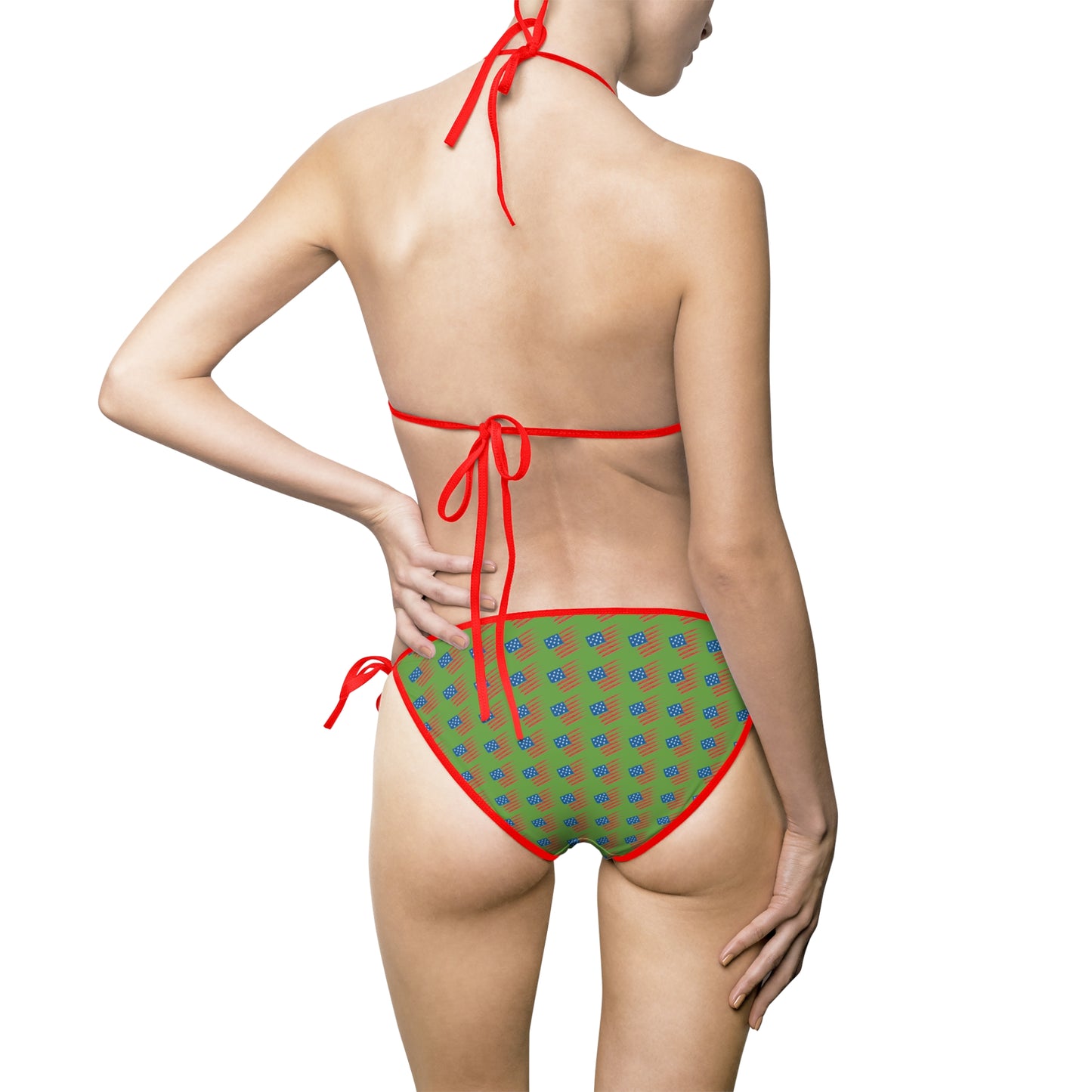 Vibrant Green Polka Dot Women's Bikini, Summer Swimwear, Beach Ready, Pool Party Essential, Vacation Must-Have