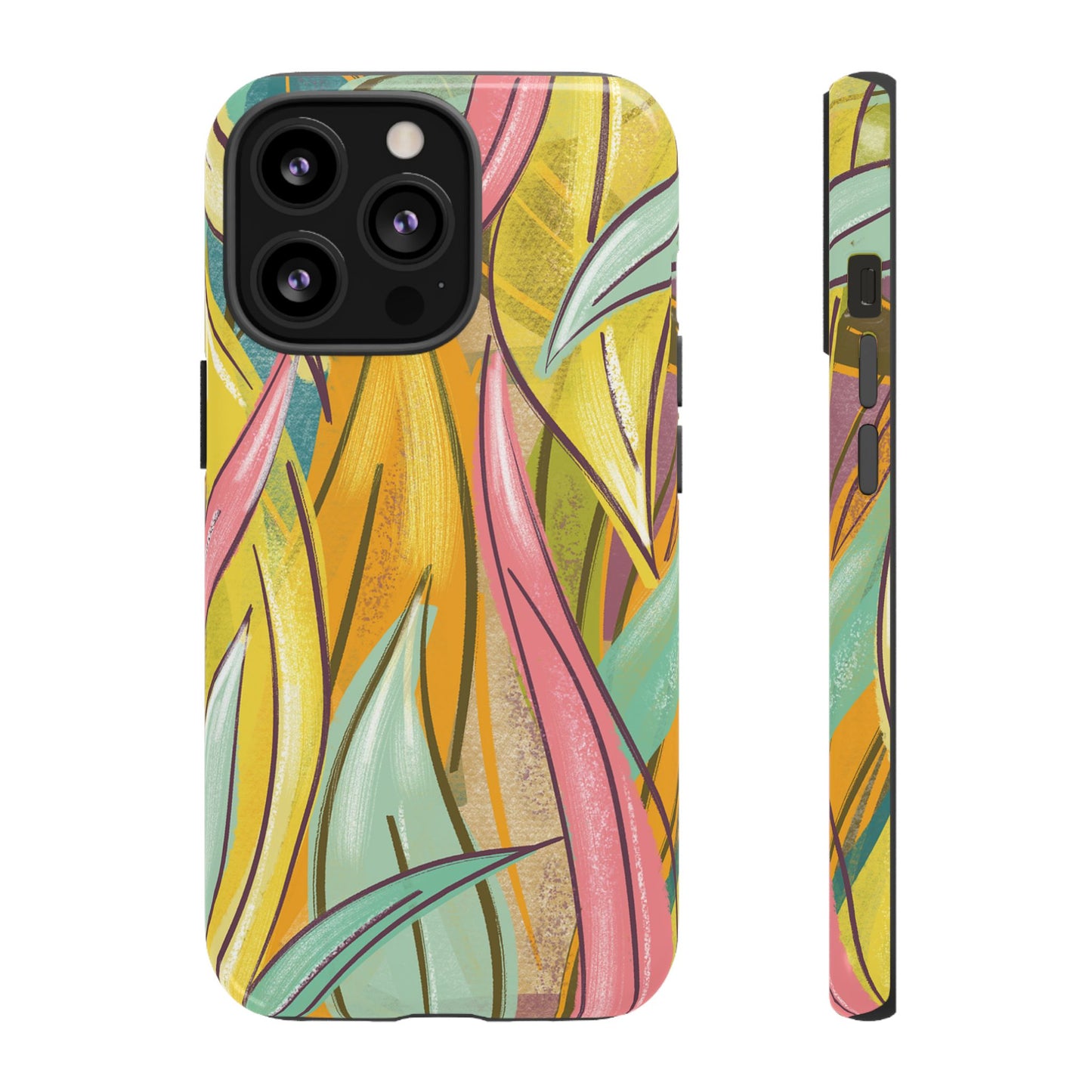 Vibrant Phone Case with Colorful Leaf Design, Tough Cases for Nature Lovers, Eco-Friendly Gift, Summer Vibes, Floral Phone Cover