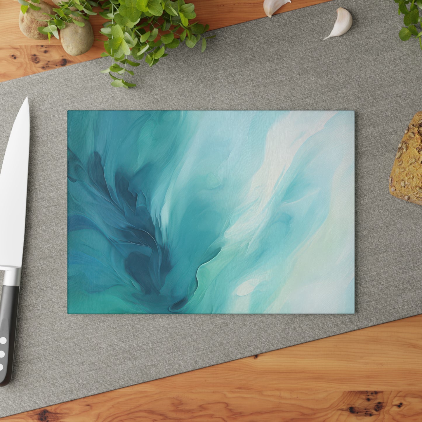 Elegant Blue Glass Cutting Board, Kitchen Decor, Gift for Home Chefs, Modern Serving Tray, Wedding Gift, Housewarming