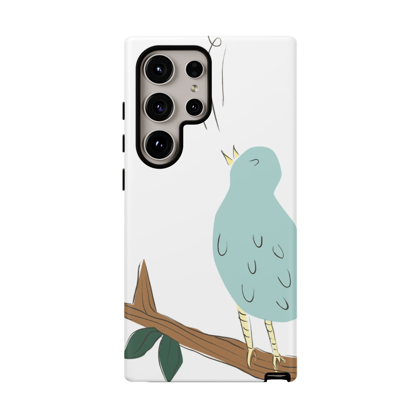 Birdsong Phone Case — Cute Blue Bird on Branch Protective Case