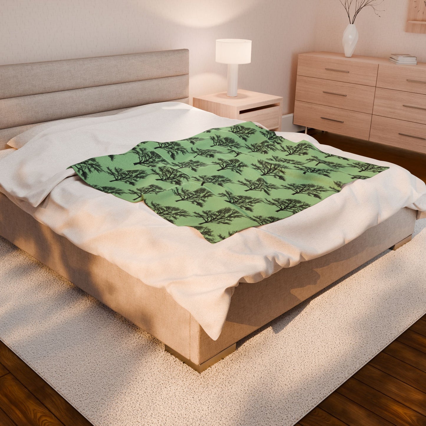 Cozy Tree Pattern Velveteen Plush Blanket, Soft Flannel Throw, Home Decor Gift, Warm Snuggle Blanket, Perfect for Winter
