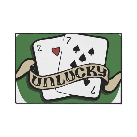 Unlucky Cards Heavy-Duty Floor Mat — Casino Poker Themed Entrance Rug
