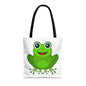 Cute Frog Tote Bag, Eco-Friendly Shopping Bag, Fun Gift for Kids, Frog Lovers, Bag for Nature Outings, Unique Frog Design