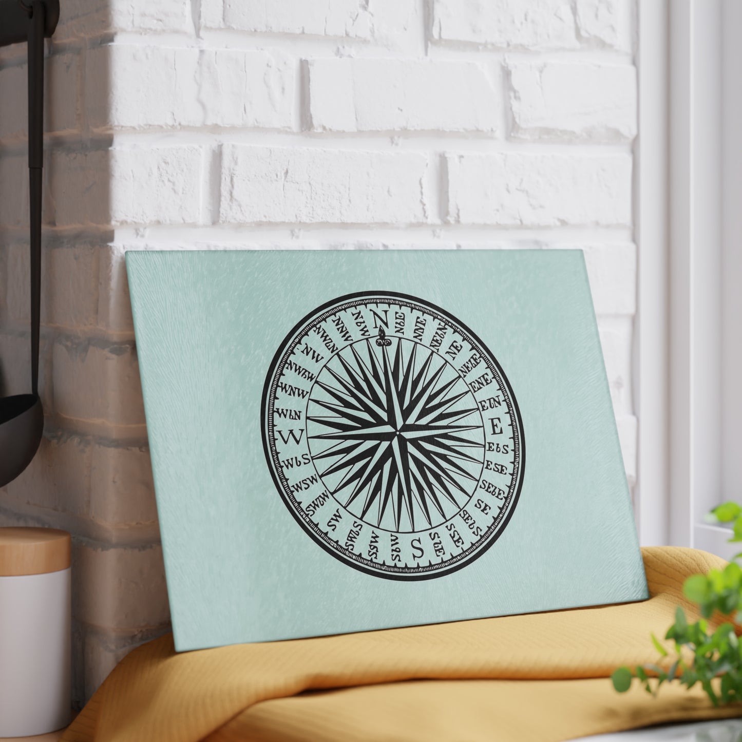 Nautical Compass Glass Cutting Board - Coastal Kitchen Decor, Perfect Gift for Chefs, Housewarming, Maritime Themed Events