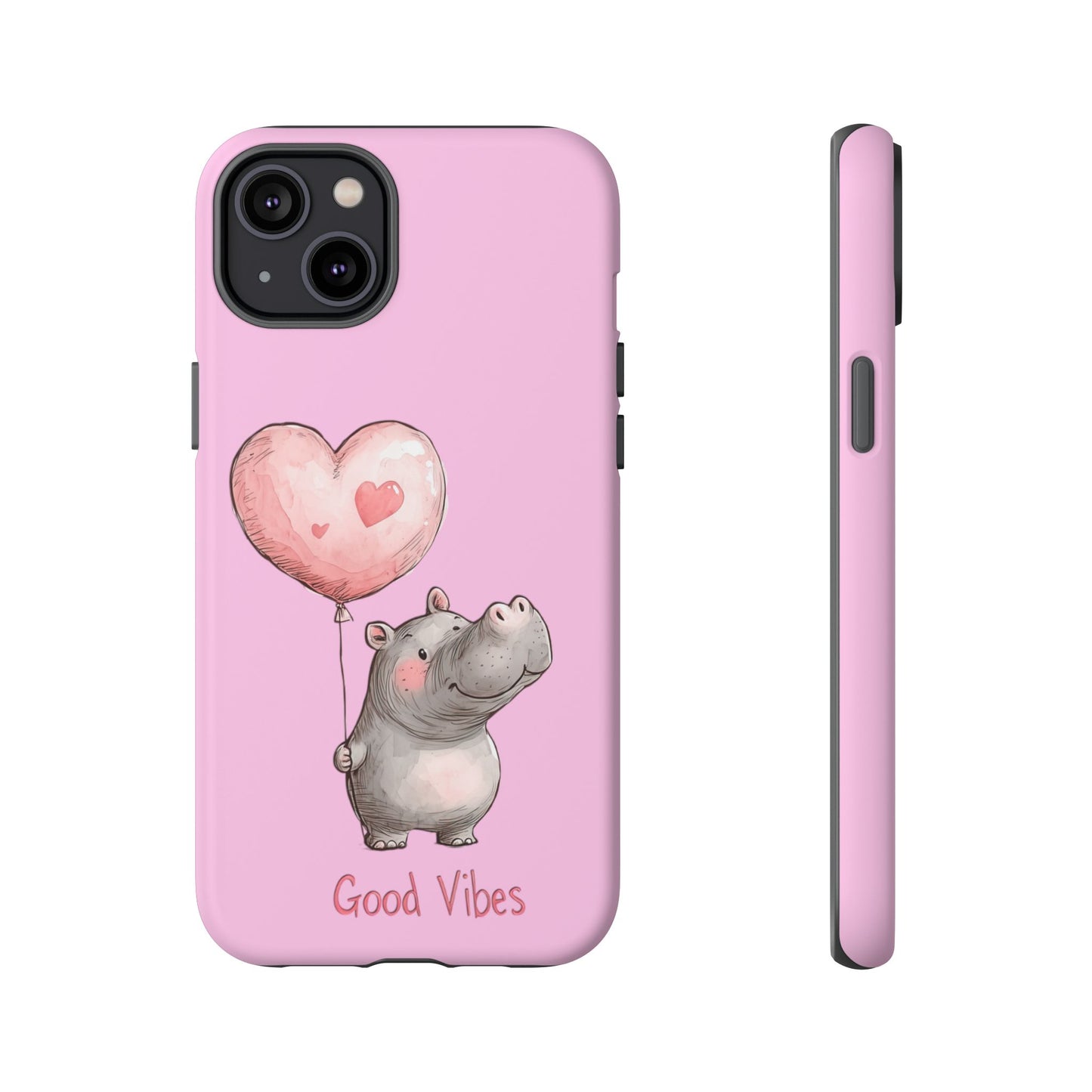 Cute Hippo Phone Case | Good Vibes, Gift for Friends, Cute Phone Accessories, Animal Lover Gift, Happy Phone Cover