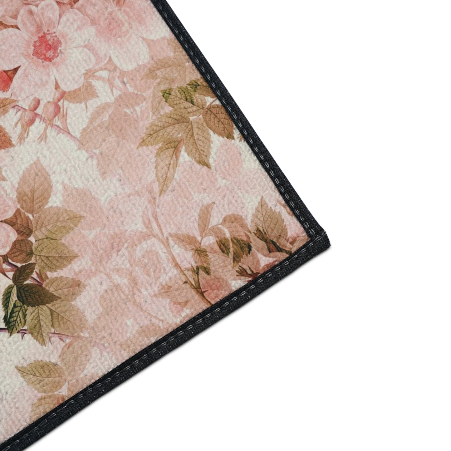 Floral Vintage Heavy-Duty Floor Mat — Pink Rose Garden Rug