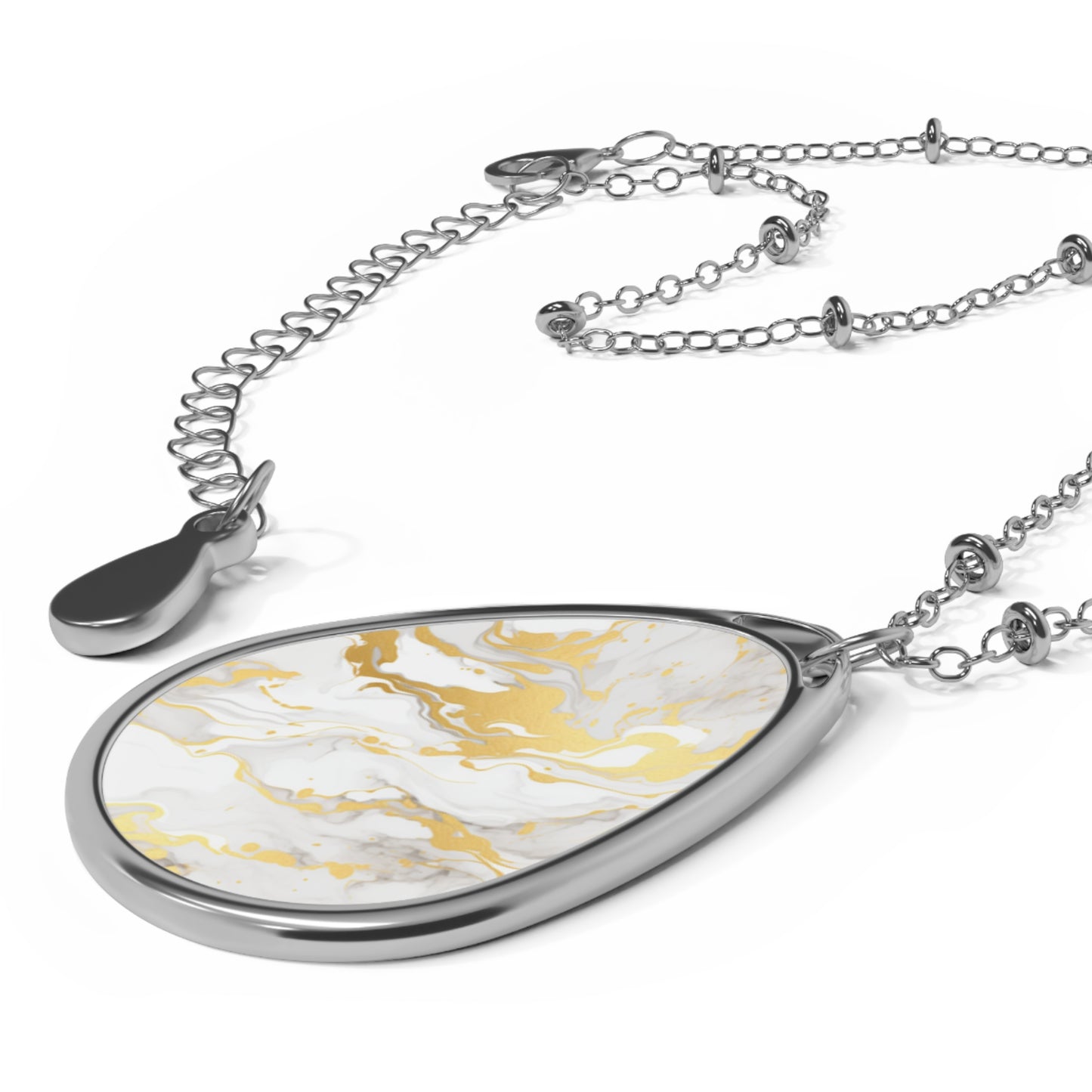 Elegant Marbled Oval Necklace, Statement Pendant, Boho Jewelry