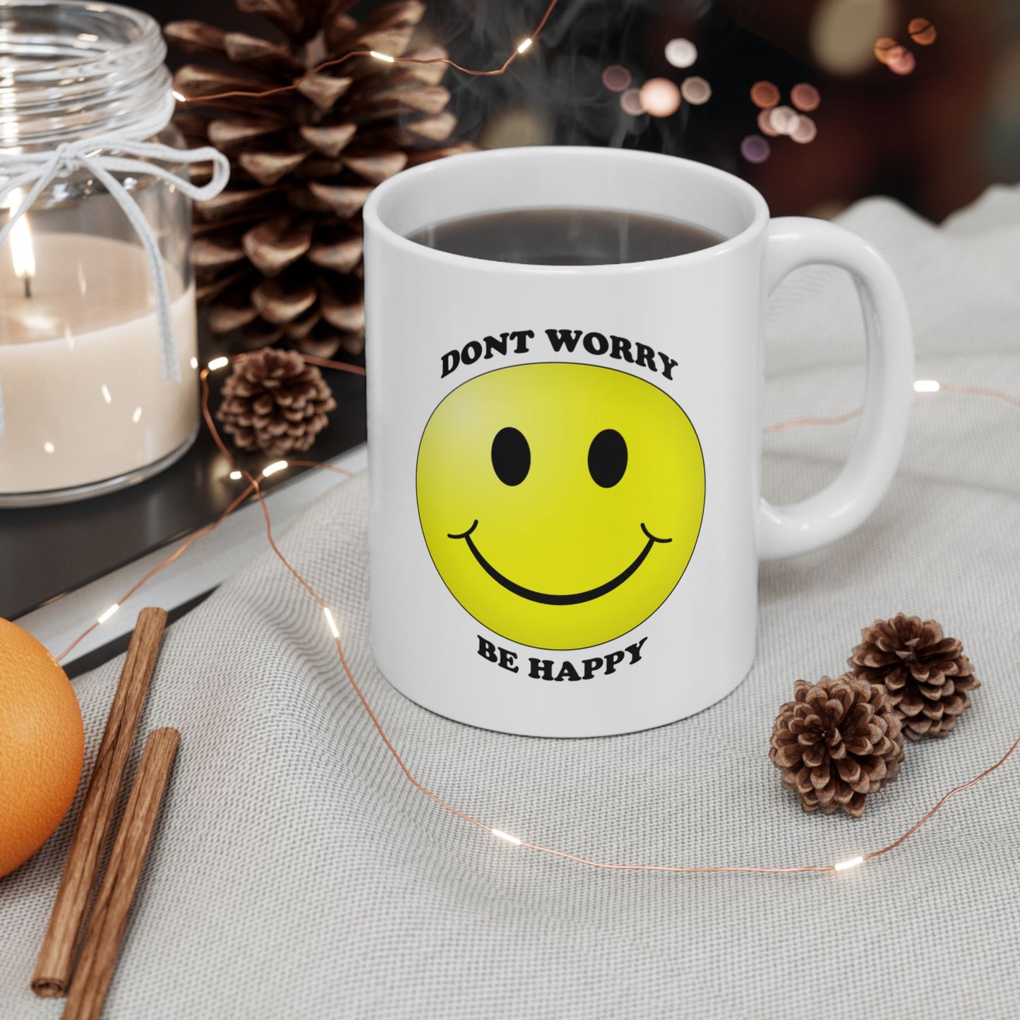 Cheerful Smile Ceramic Mug - Perfect Gift for Coffee Lovers, Birthday, Home Office, Friendship, Gift for Him or Her