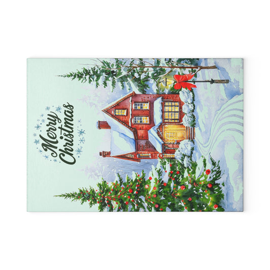 Christmas Glass Cutting Board - Festive Winter Home Design