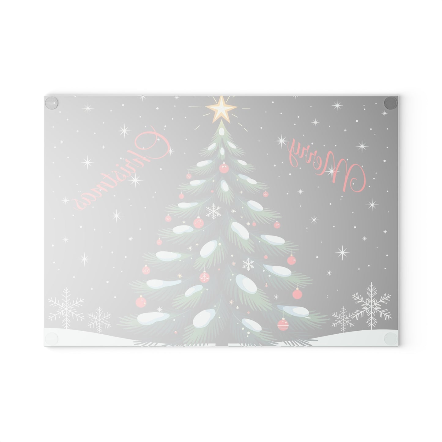 Christmas Tree Glass Cutting Board – "Merry Christmas" Festive Holiday Kitchen Decor