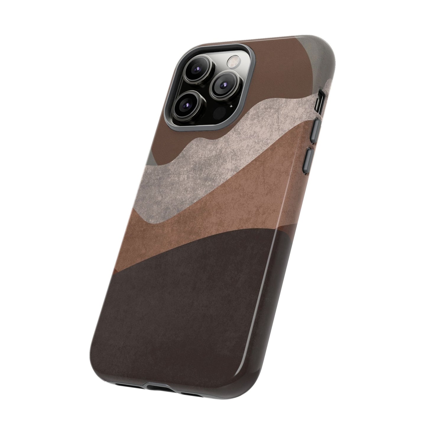 Abstract Earthtone Phone Case — Brown Layered Rugged Tough Case